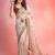 Cream satin embroidered saree with sequins work