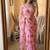 Pink georgette printed saree with floral print