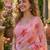 Pink georgette printed saree with floral print