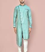 green zari jmr  kurta with  metal buttons