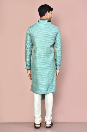 green zari jmr  kurta with  metal buttons
