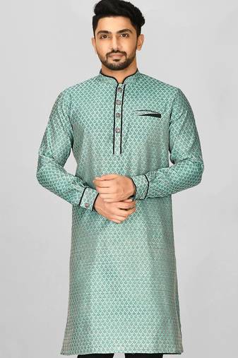 green zari jmr  kurta with  metal buttons