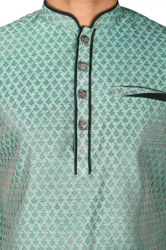 green zari jmr  kurta with  metal buttons