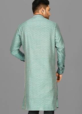 green zari jmr  kurta with  metal buttons 3