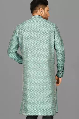 green zari jmr  kurta with  metal buttons