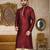 red dupion art silk  kurta with pattern work and 8 button