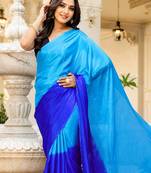 Blue georgette woven saree with zari work