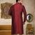red dupion art silk  kurta with pattern work and 8 button