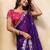 Purple satin embroidered saree with thread work