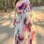 Cream georgette printed saree with floral print