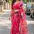 Pink georgette printed saree with floral print