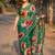 Green georgette printed saree with floral print