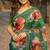 Green georgette printed saree with floral print
