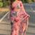 Pink georgette printed saree with floral print