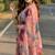 Pink georgette printed saree with floral print
