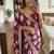 Wine silk blend embroidered saree with thread work