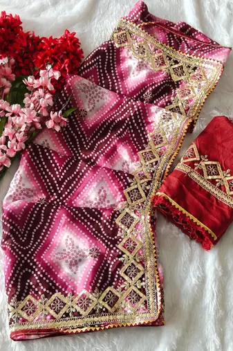 Wine silk blend embroidered saree with thread work