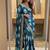 Teal silk blend embroidered saree with thread work