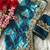 Teal silk blend embroidered saree with thread work