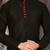black dupion art silk  kurta with pattern work and 8 button