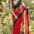 Red georgette printed saree with floral print