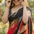 Red georgette printed saree with floral print