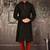 black dupion art silk  kurta with pattern work and 8 button