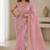 Pink satin embroidered saree with thread work