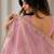 Pink satin embroidered saree with thread work