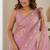 Pink satin embroidered saree with thread work