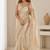 Beige satin embroidered saree with thread work