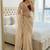 Beige silk blend embroidered saree with thread work