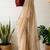 Beige silk blend embroidered saree with thread work
