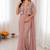 Peach silk blend embroidered saree with sequins work