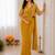 Yellow silk blend embroidered saree with sequins work