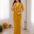 Yellow silk blend embroidered saree with sequins work
