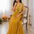 Yellow silk blend embroidered saree with sequins work