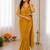 Yellow silk blend embroidered saree with sequins work
