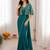 Teal silk blend embroidered saree with sequins work