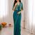 Teal silk blend embroidered saree with sequins work