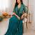 Teal silk blend embroidered saree with sequins work