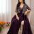 Wine silk blend embroidered saree with sequins work