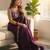 Purple silk blend embroidered saree with sequins work