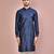 navy blue cotton silk  kurta with  cuff and fancy buttons