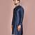 navy blue cotton silk  kurta with  cuff and fancy buttons
