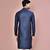 navy blue cotton silk  kurta with  cuff and fancy buttons