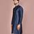 navy blue cotton silk  kurta with  cuff and fancy buttons