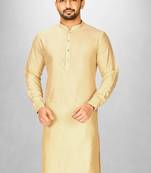 fawn cotton silk  kurta with  cuff and fancy buttons