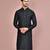 black cotton silk  kurta with  cuff and fancy buttons