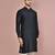 black cotton silk  kurta with  cuff and fancy buttons